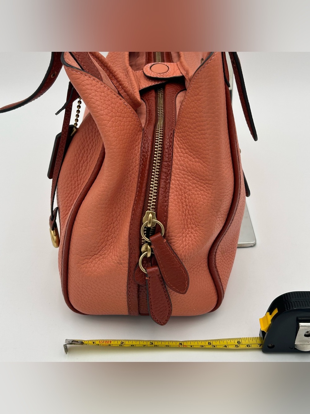 Coach Pebbled Leather Peach Lori Tote - Picture 15 of 16